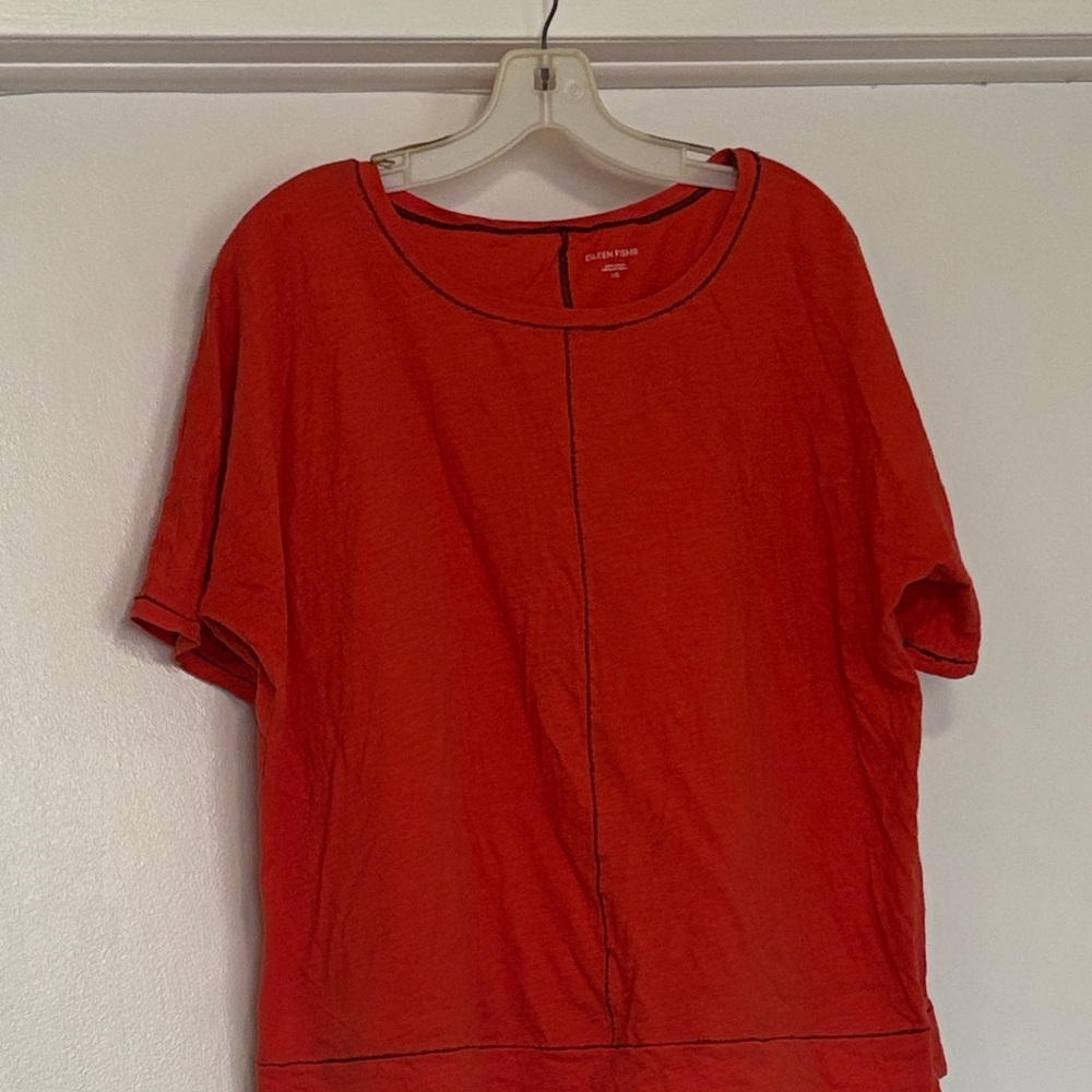 Eileen Fisher Vibrant Orange Short-Sleeve Scoop Neck Tee